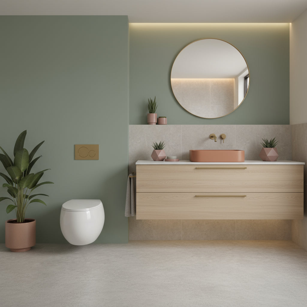 Coppia di sanitari sospesi con wc senza brida modello Cloud di Rak Ceramics compreso coprivaso cm 56 Bianco Lucido