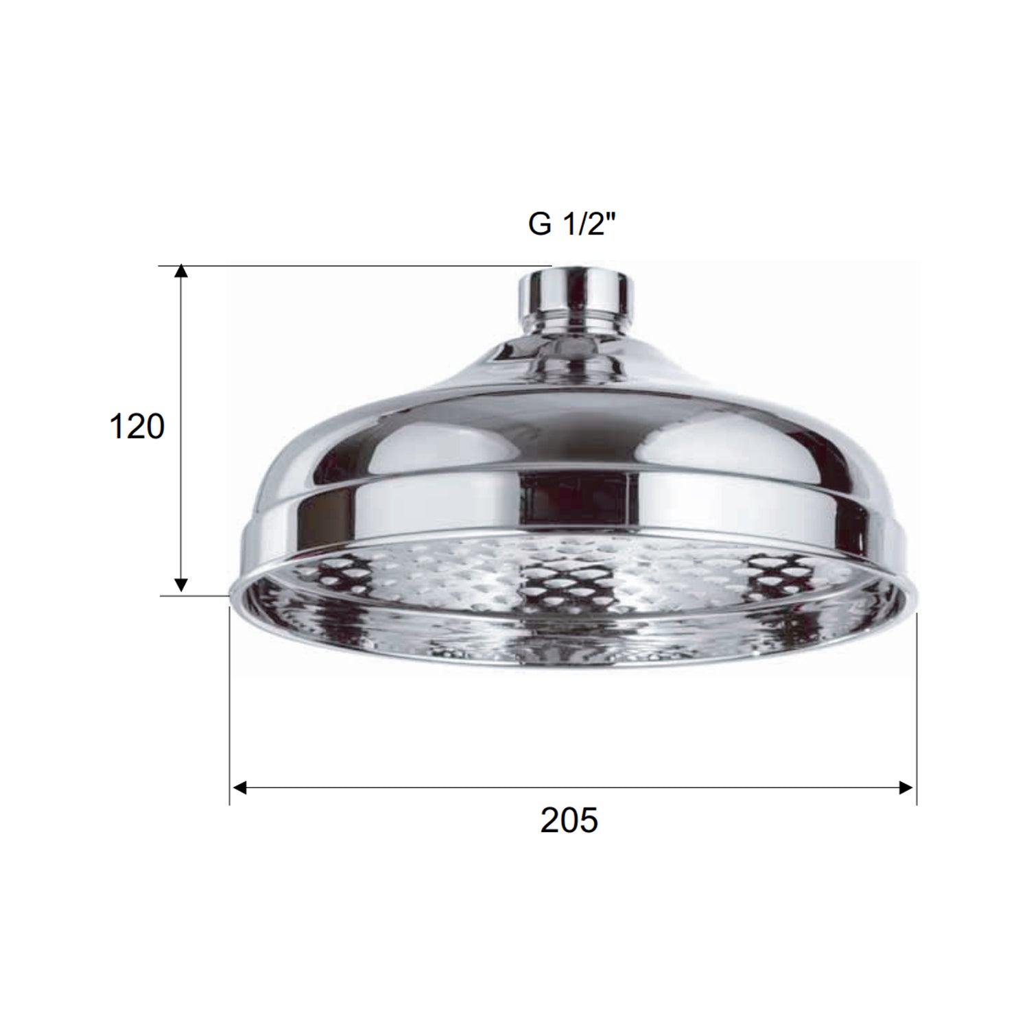 Soffione doccia in ottone cromato con getto a pioggia diam. 20,5 cm by CeramicStore | Lo specialista del tuo bagno
