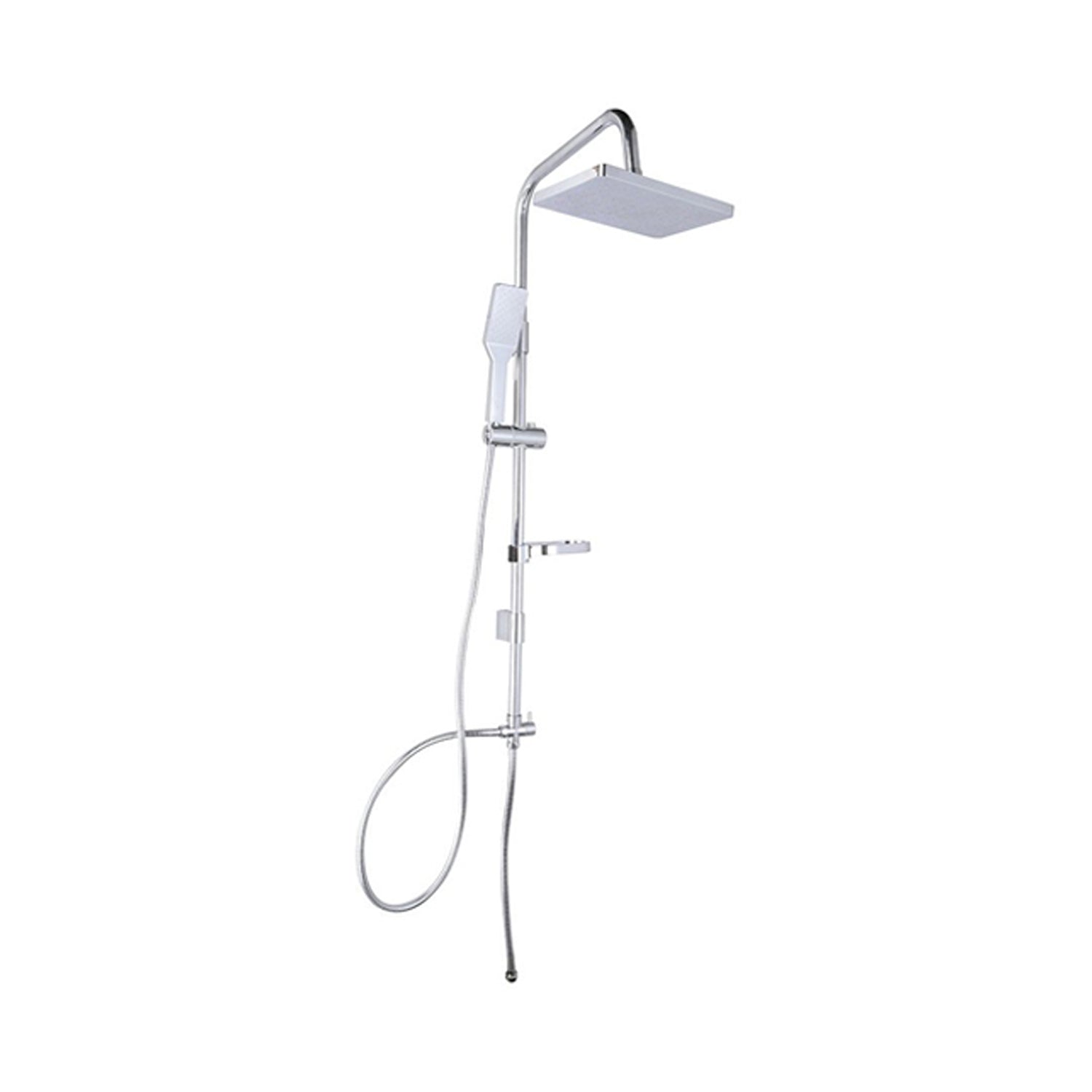 Colonna doccia in acciaio con soffione rettangolare e doccino finitura cromata by CeramicStore | Lo specialista del tuo bagno