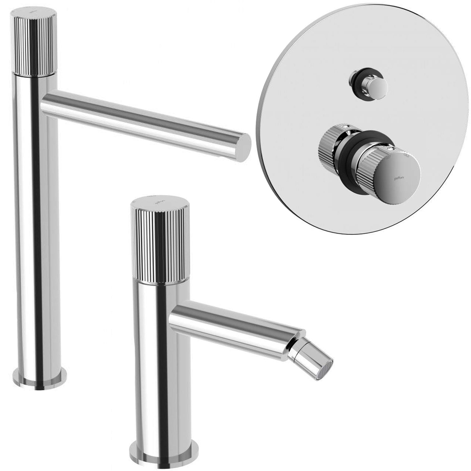 Set di miscelatori lavabo alto-bidet-doccia con deviatore Paffoni Jo Cromato by CeramicStore | Lo specialista del tuo bagno