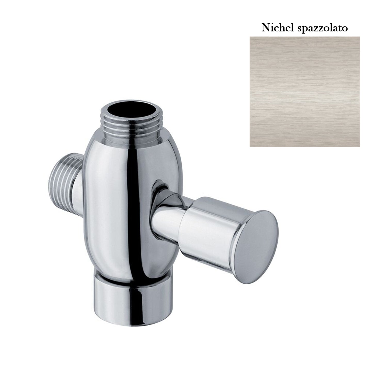 Deviatore bombato in ottone con attacco 3/4M, 3/4F e 1/2M nichel spazzolato by CeramicStore | Lo specialista del tuo bagno