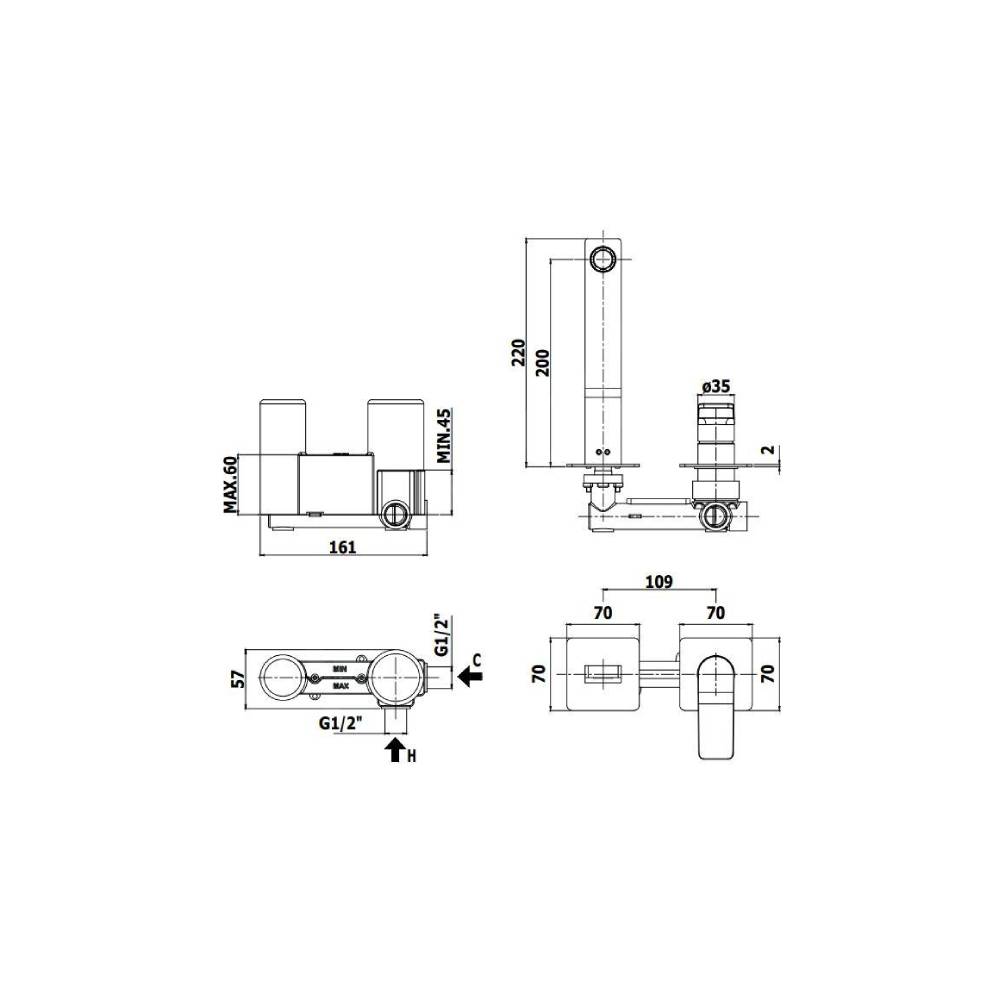 Miscelatore doccia ad incasso serie Tilt modello TI105ST70 steel looking Paffoni by CeramicStore | Lo specialista del tuo bagno