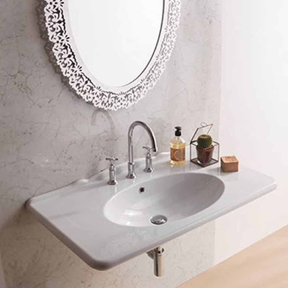 Lavabo sospeso 100x55 Ceramica Globo PAESTUM PA023.BI by CeramicStore | Lo specialista del tuo bagno