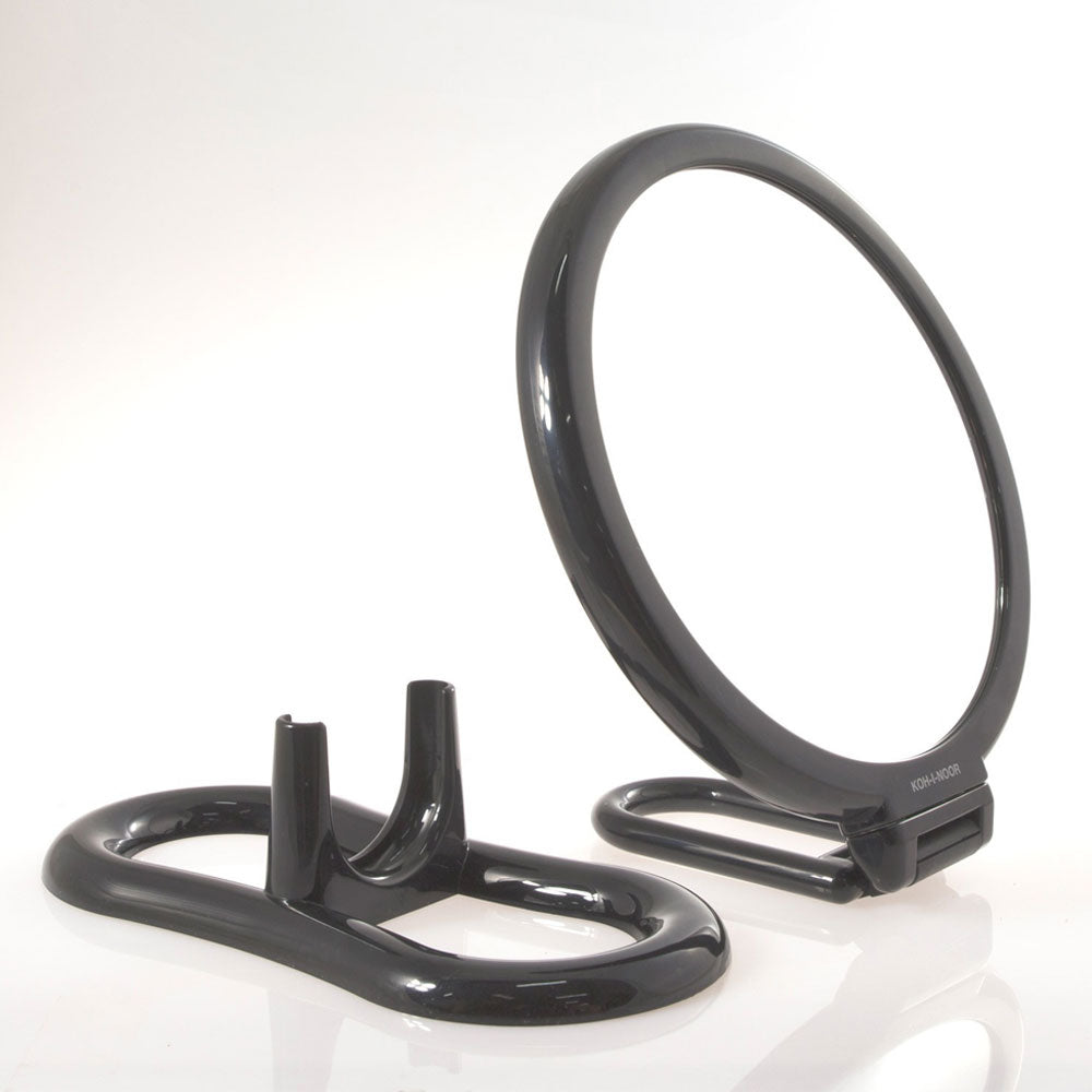 Specchio ingranditore con manico multi-snodo e supporto - linea 'Toeletta' bifacciale cm ภ18 - Ingrandimento X3 - Nero by CeramicStore | Lo specialista del tuo bagno
