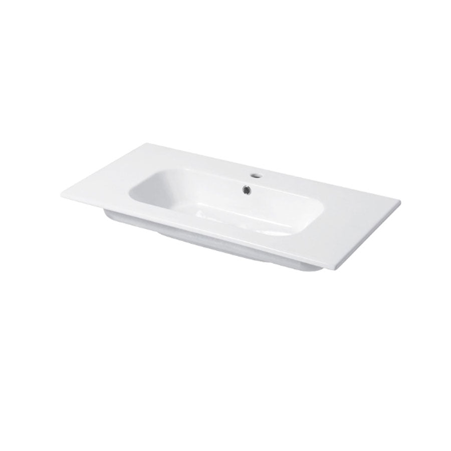 Lavabo a consolle in ceramica bianca lucida serie Qubo Square 46 Disegno-Ceramica 96cm by CeramicStore | Lo specialista del tuo bagno
