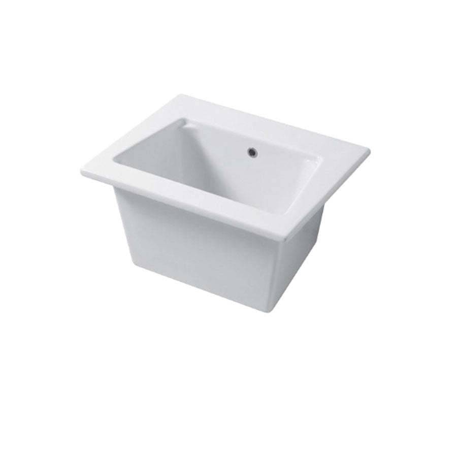 Lavatoio da interno da appoggio o incasso in ceramica bianca lucida 61x51cm Disegno-Ceramica