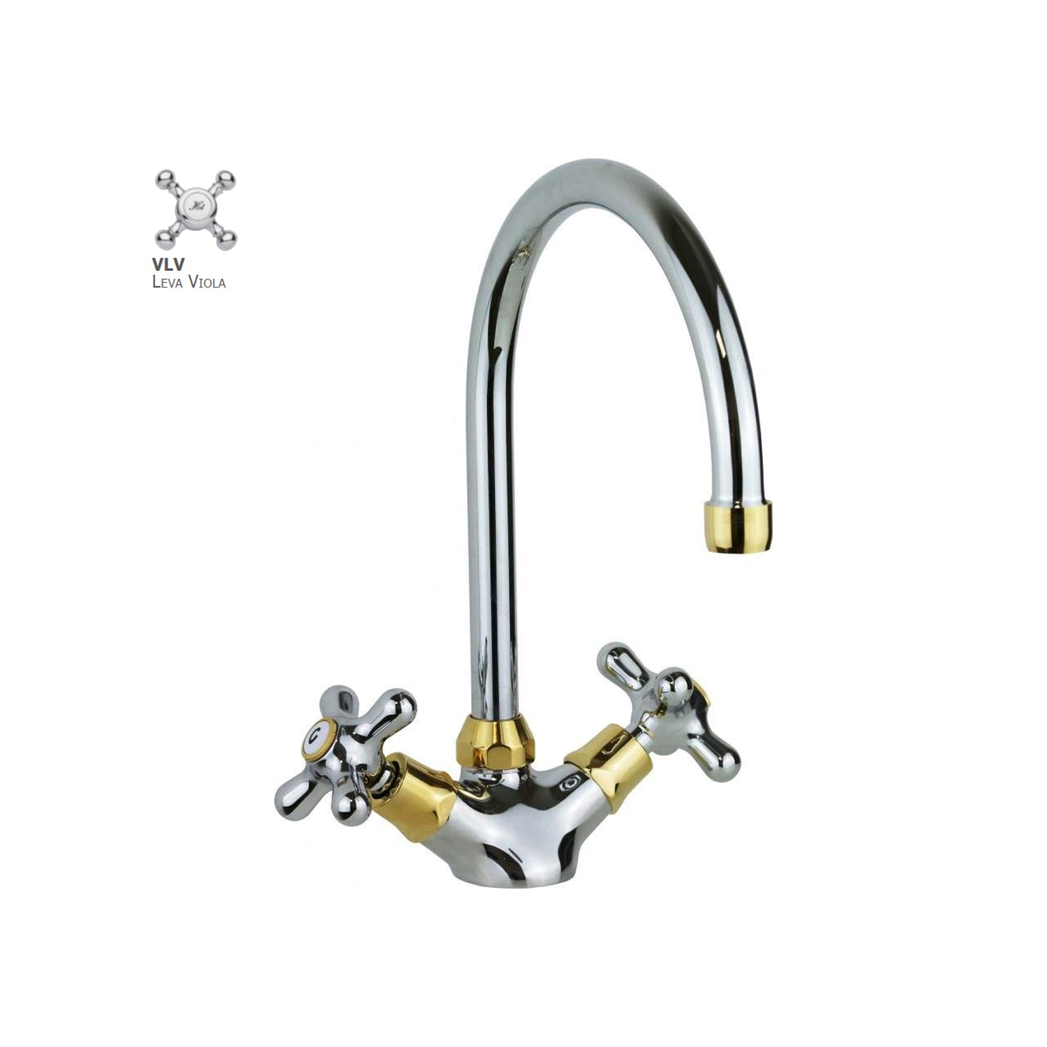 Miscelatore lavello monoforo con canna orientabile a ombrello Paffoni serie Viola - Cromo/Gold finish by CeramicStore | Lo specialista del tuo bagno