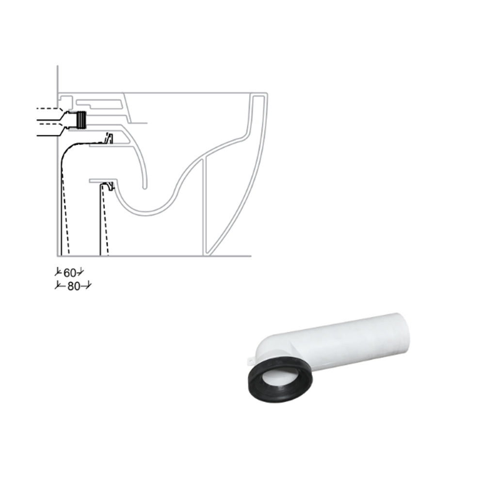 Curva a 90° corta con fissaggio per scarico traslato by CeramicStore | Lo specialista del tuo bagno