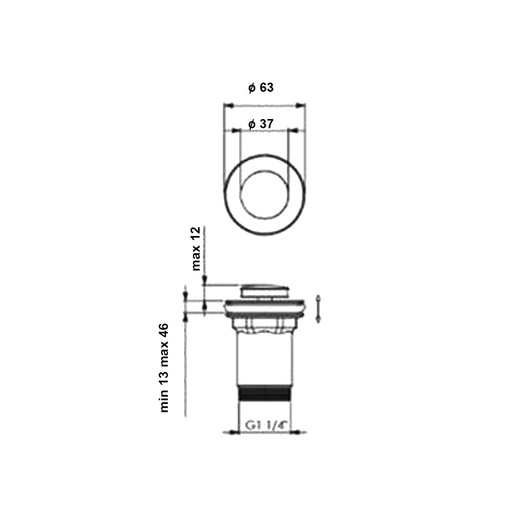 Piletta click-clack con troppo pieno per lavabo e bidet da 13 a 46 mm by CeramicStore | Lo specialista del tuo bagno