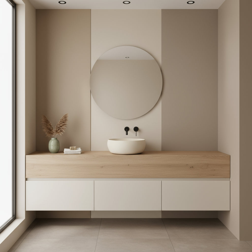 Lavabo da appoggio tondo diametro cm 48 serie Dream di Ceramica Galassia Sabbia Opaco
