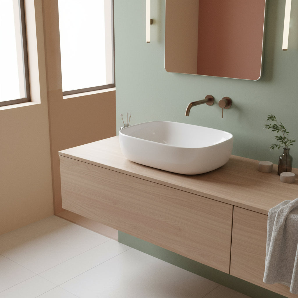 Lavabo da appoggio ovale cm 50x38 serie Dream di Ceramica Galassia Bianco Lucido