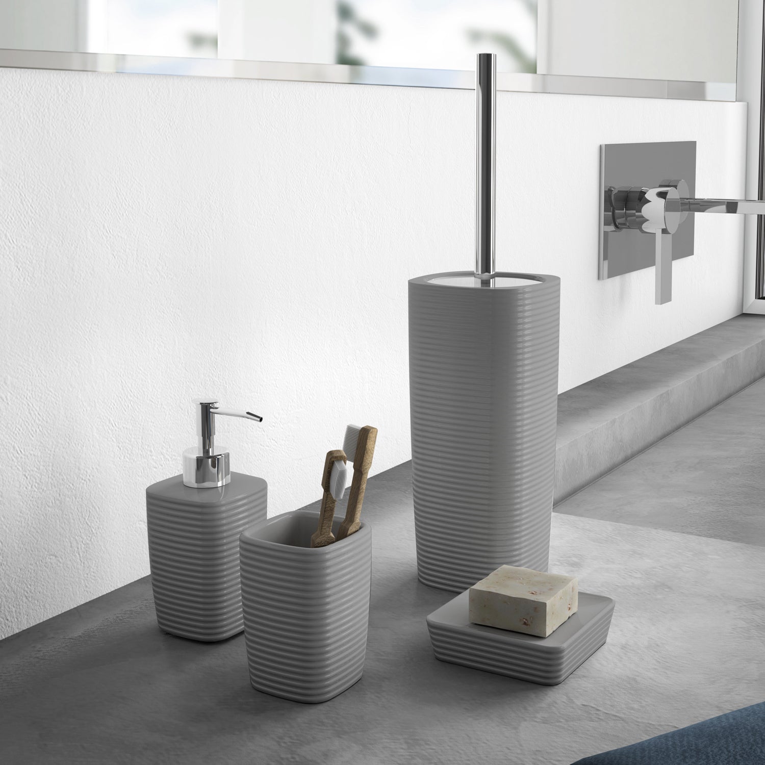 Portaspazzolini in ceramica Gedy serie Kelly - Grigio