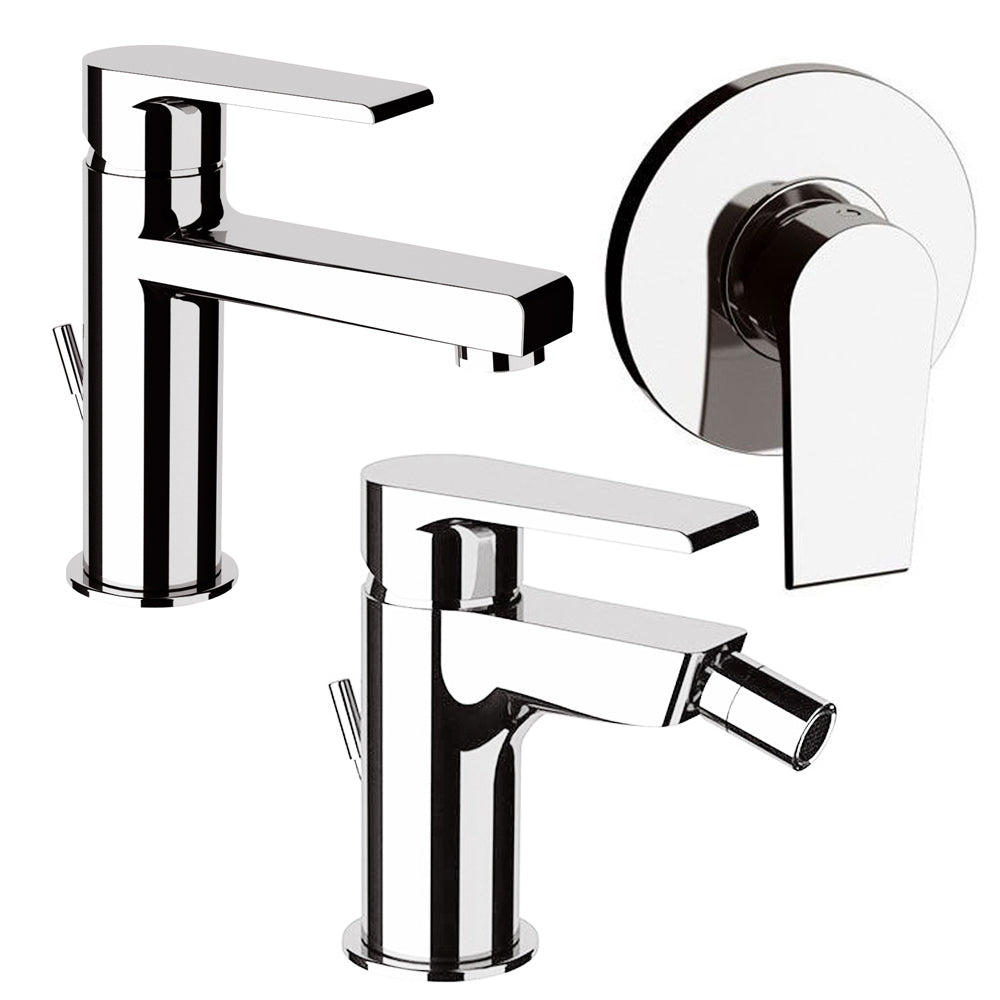 Kit miscelatori lavabo, bidet e doccia Rubinetterie Mariani linea Artic Cromo con scarico by CeramicStore | Lo specialista del tuo bagno