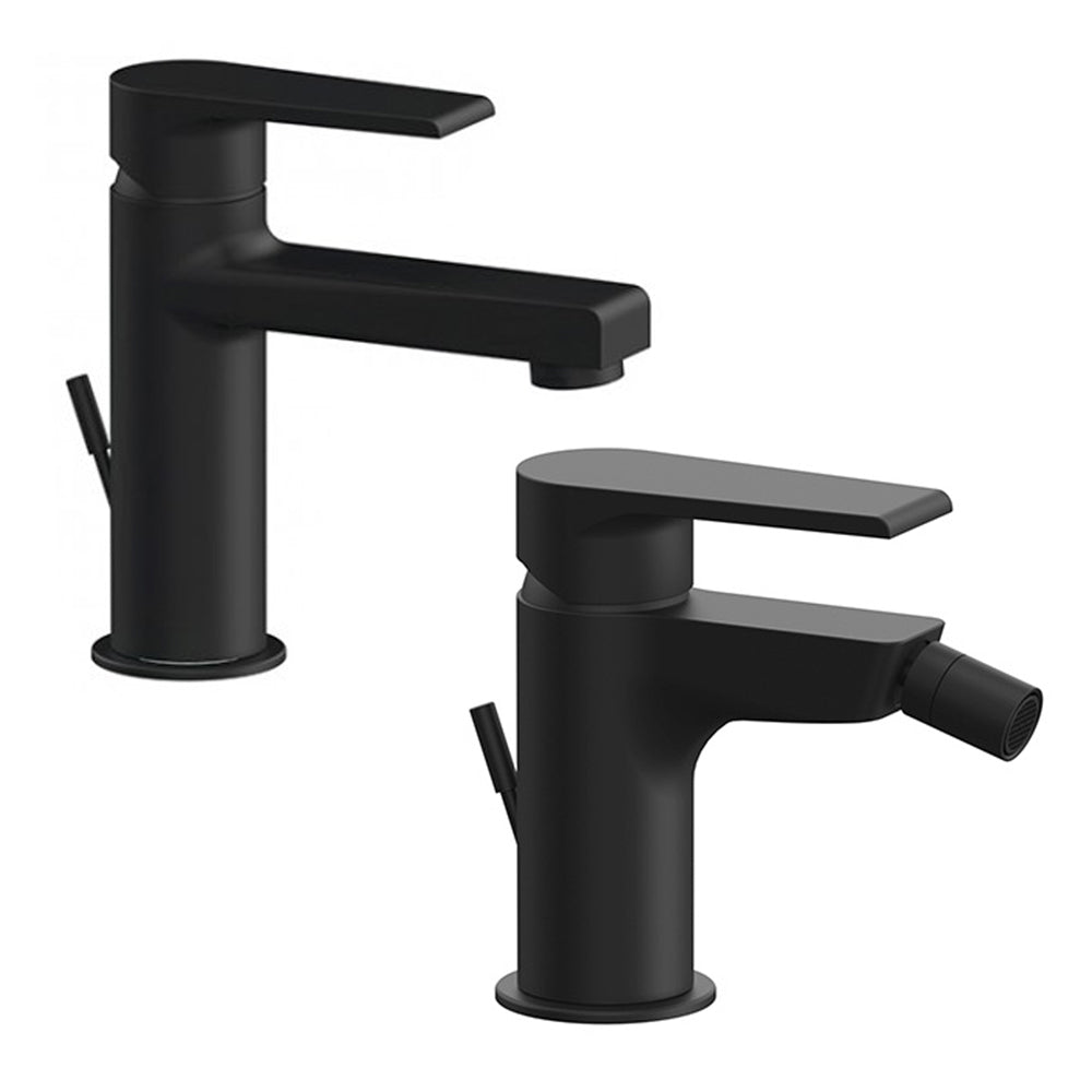 Kit miscelatori lavabo e bidet Rubinetterie Mariani linea Artic Nero Opaco con scarico by CeramicStore | Lo specialista del tuo bagno