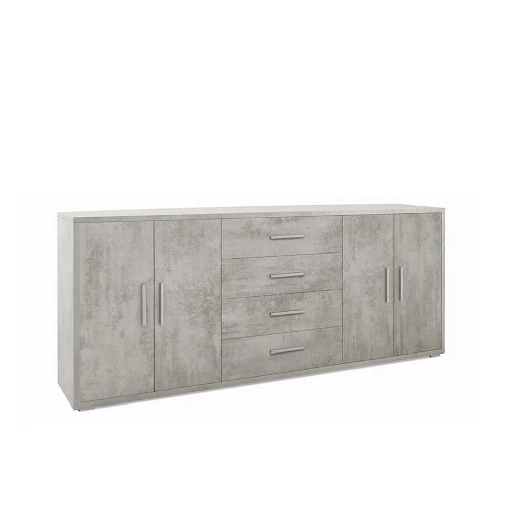 Mobile Basso da Soggiorno con 4 Ante e 4 Cassetti finitura Struttura Cemento / Finitura Frontale Cemento by Sarmog by CeramicStore | Lo specialista del tuo bagno