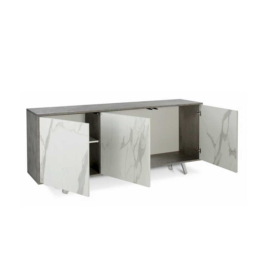 Mobile Madia a 3 Ante Push-Pull finitura Struttura Cemento / Finitura Frontale Marmo Calacatta by Sarmog by CeramicStore | Lo specialista del tuo bagno