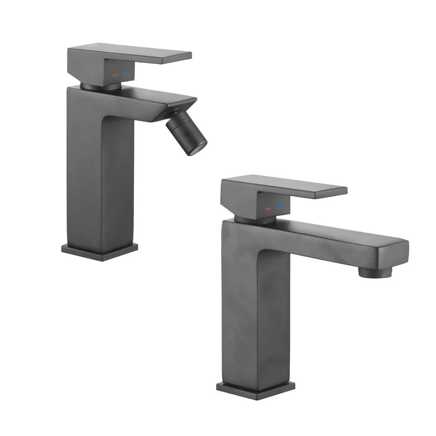 Kit rubinetteria lavabo e bidet RubiFlux serie Green 2.0 - Nero Opaco