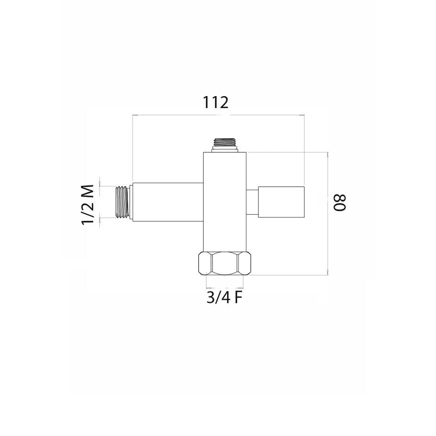 Deviatore con attacco 3/4F e 1/2M cromo colonna C56/57/59 by CeramicStore | Lo specialista del tuo bagno