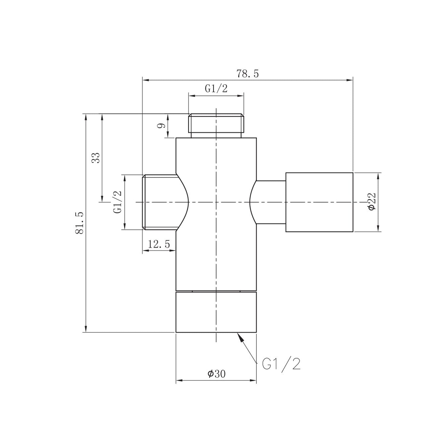 Deviatore con attacco 3/4M, 1/2F e 1/2M cromo by CeramicStore | Lo specialista del tuo bagno