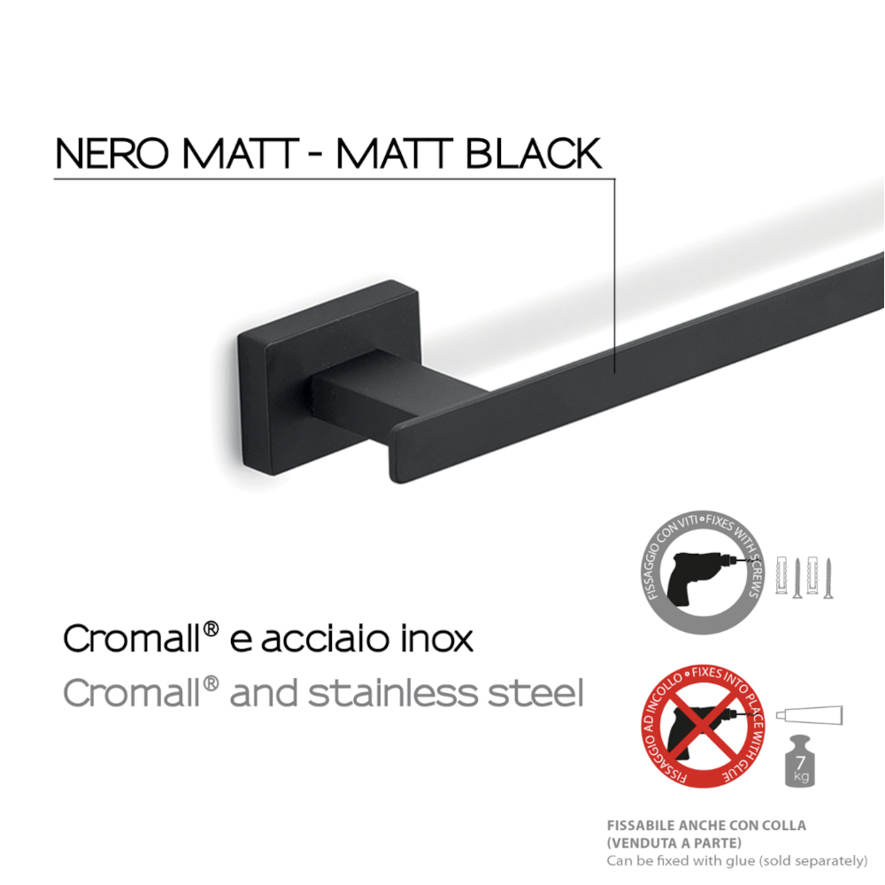 Portasalviette a parete Gedy modello Atena da 35 cm - Nero Matt by CeramicStore | Lo specialista del tuo bagno