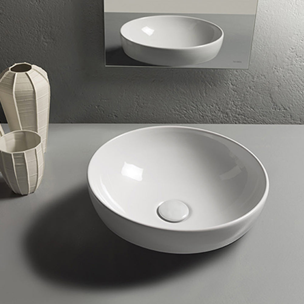 Lavabo Ceramica Globo T-Edge a appoggio/incasso ภ37 cm - Bianco lucido