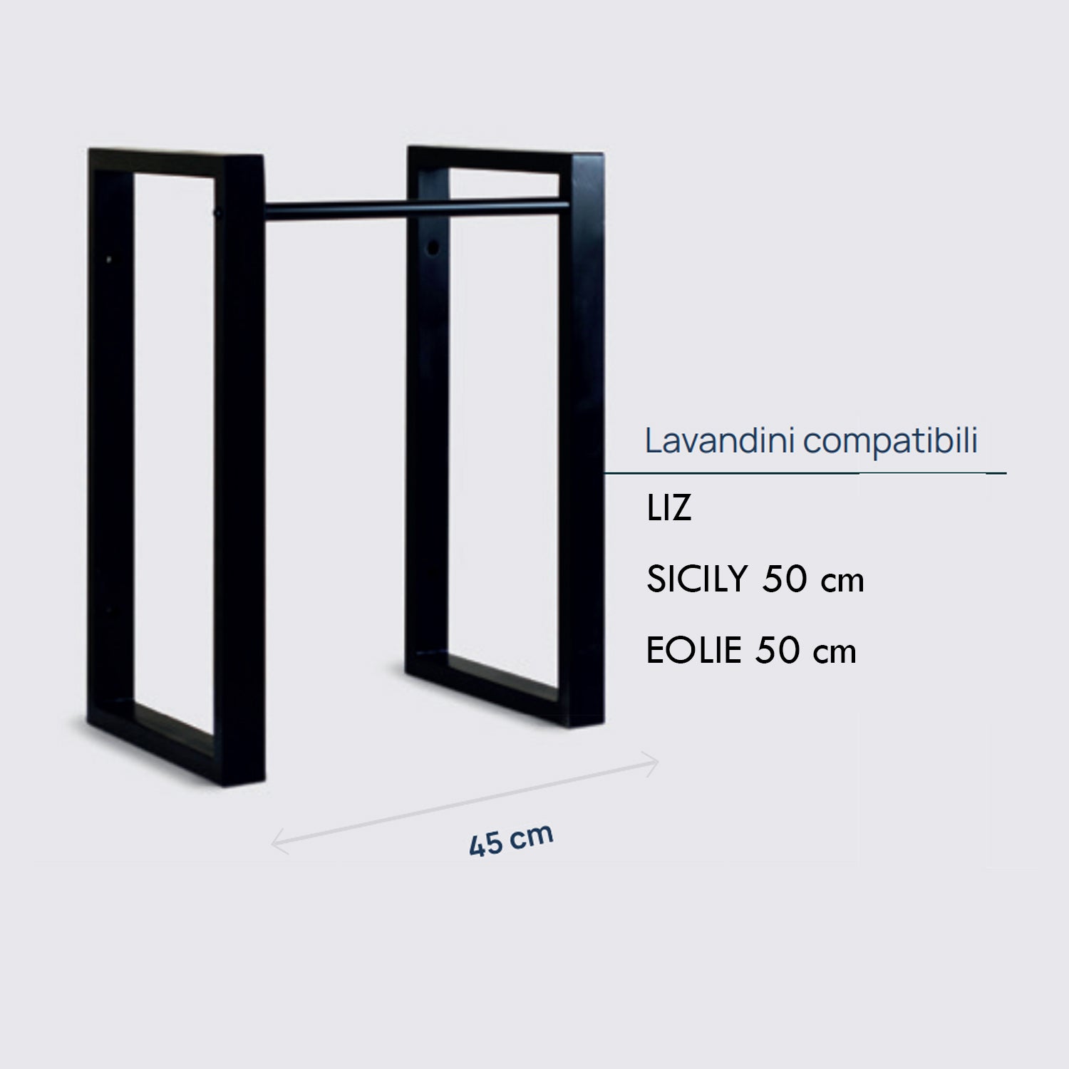 Supporto in acciaio zincato verniciato nero per lavabi da esterno cm 45x65h modello Take by CeramicStore | Lo specialista del tuo bagno