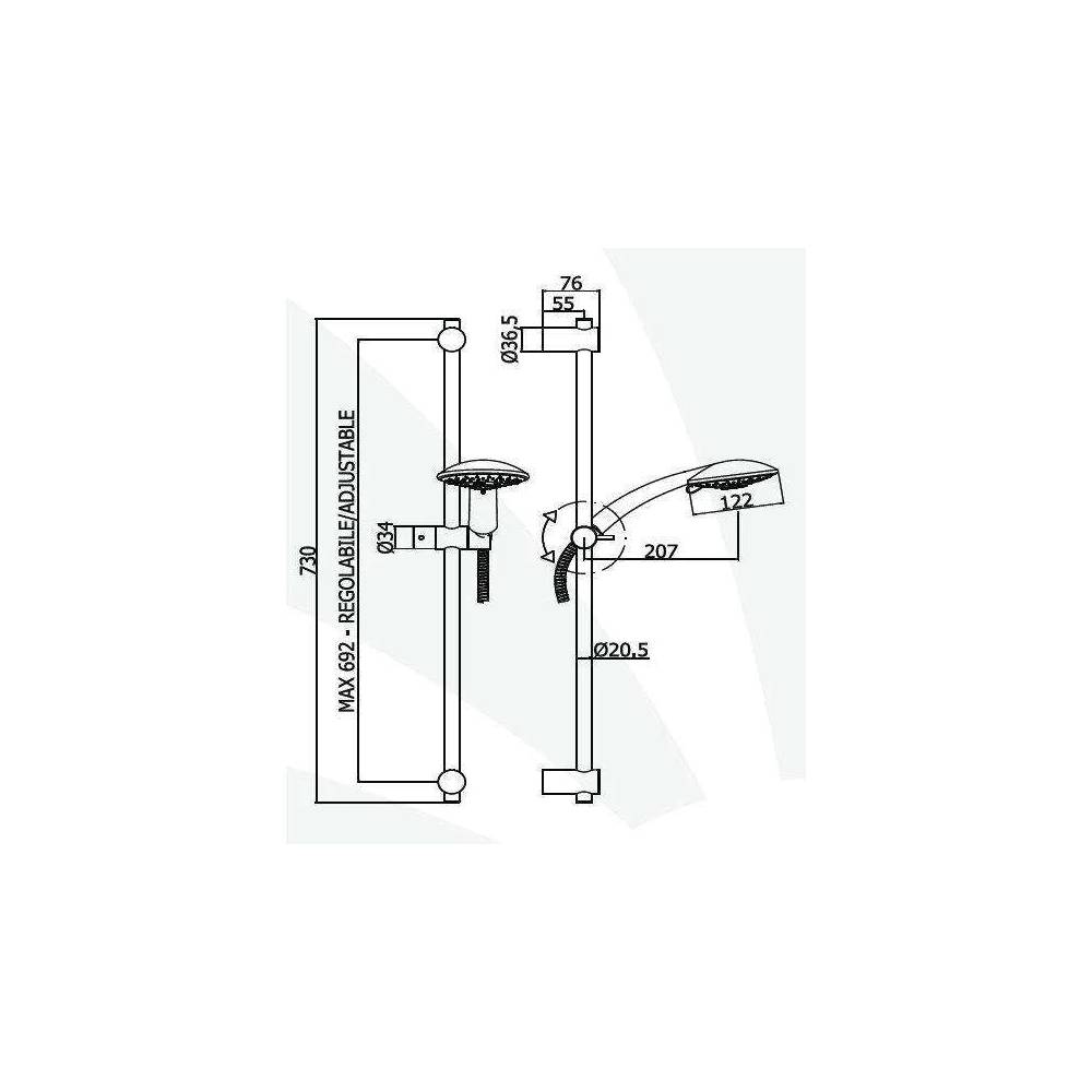 Set saliscendi doccia ottone cromato con miscelatore doccia incasso e presa acqua tonda a muro by CeramicStore | Lo specialista del tuo bagno