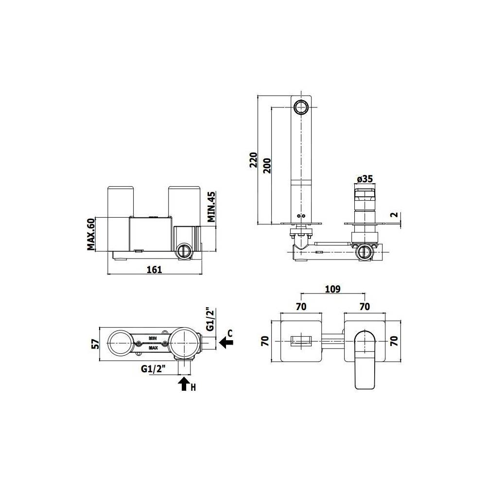 Miscelatore ad incasso per lavabo serie Tilt modello TI105ST steel looking Paffoni by CeramicStore | Lo specialista del tuo bagno