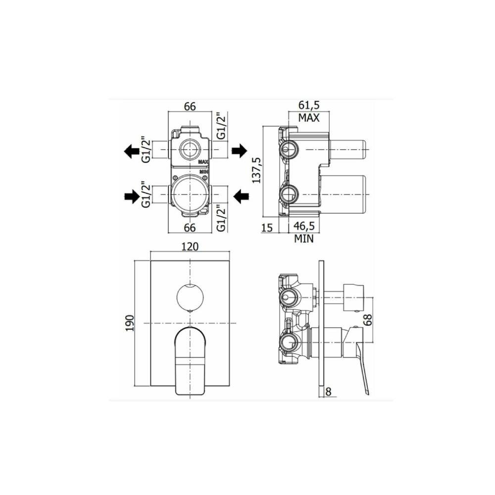 Miscelatore incasso doccia 3 uscite serie Tilt modello TI019ST/M Steel looking Paffoni by CeramicStore | Lo specialista del tuo bagno