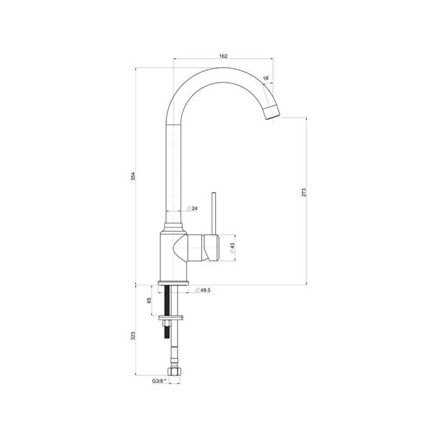 Rubinetti miscelatore per lavello cucina canna tonda finitura nero opaco Modello Korea di Argo Rubinetterie