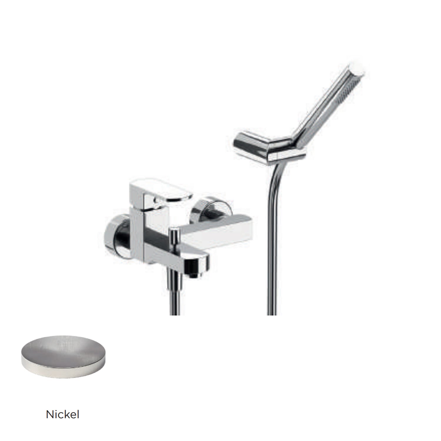 Miscelatore monocomando per vasca con kit doccino RubiFlux serie Dema - Nickel by CeramicStore | Lo specialista del tuo bagno