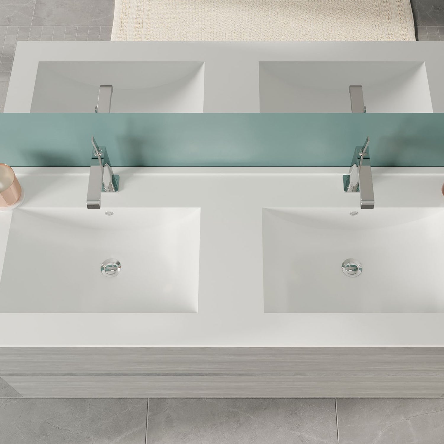 Mobile bagno con doppio lavabo in ceramica specchio e lampade cm 120 colore Rovere Bianco- Cubi&Co modello Symmetry Classic 5 by CeramicStore | Lo specialista del tuo bagno
