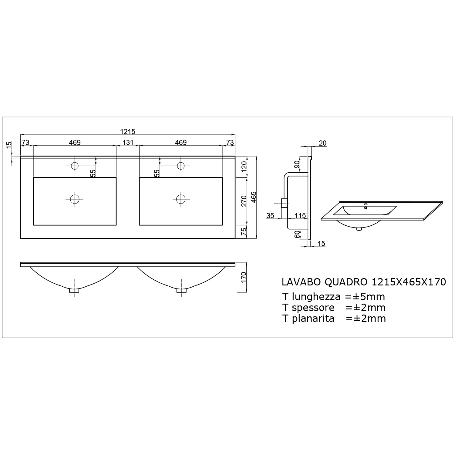 Mobile bagno con doppio lavabo in ceramica specchio e lampade cm 120 colore Rovere Bianco- Cubi&Co modello Symmetry Classic 5 by CeramicStore | Lo specialista del tuo bagno