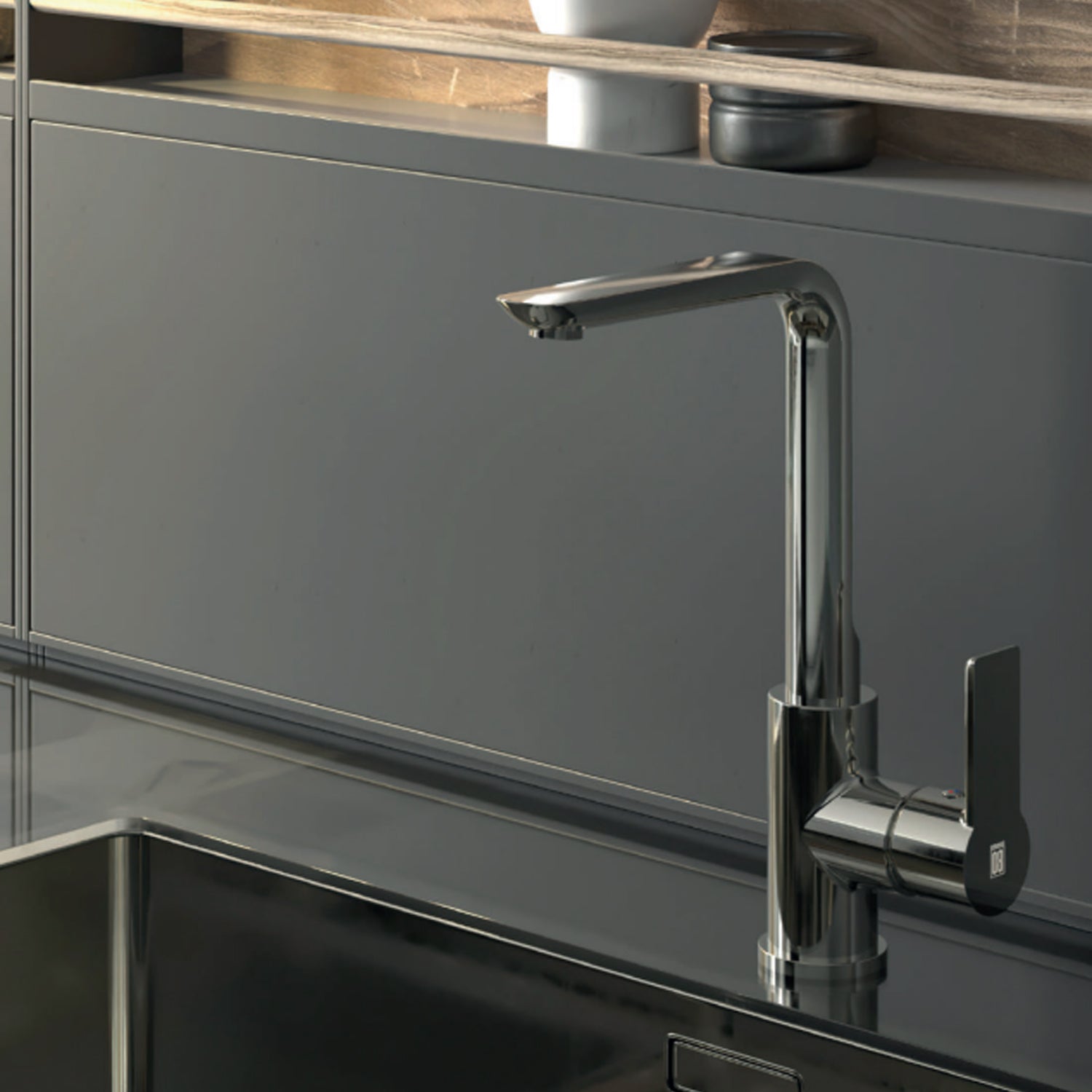 Miscelatore monocomando lavello con leva laterale RubiFlux serie Kyros - Cromo by CeramicStore | Lo specialista del tuo bagno