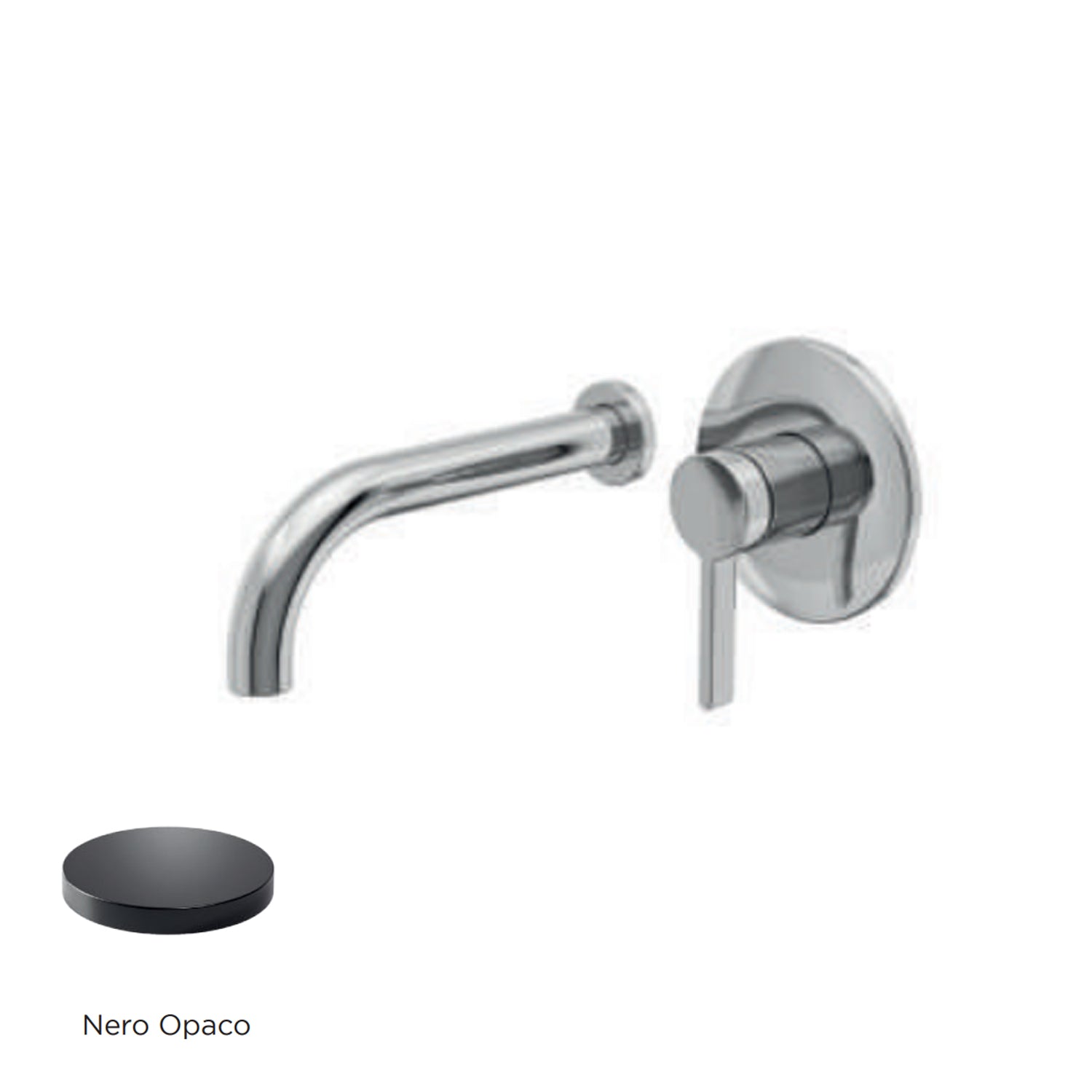 Miscelatore monocomando lavabo murale RubiFlux serie Tundra canna 20 cm - Nero Opaco by CeramicStore | Lo specialista del tuo bagno