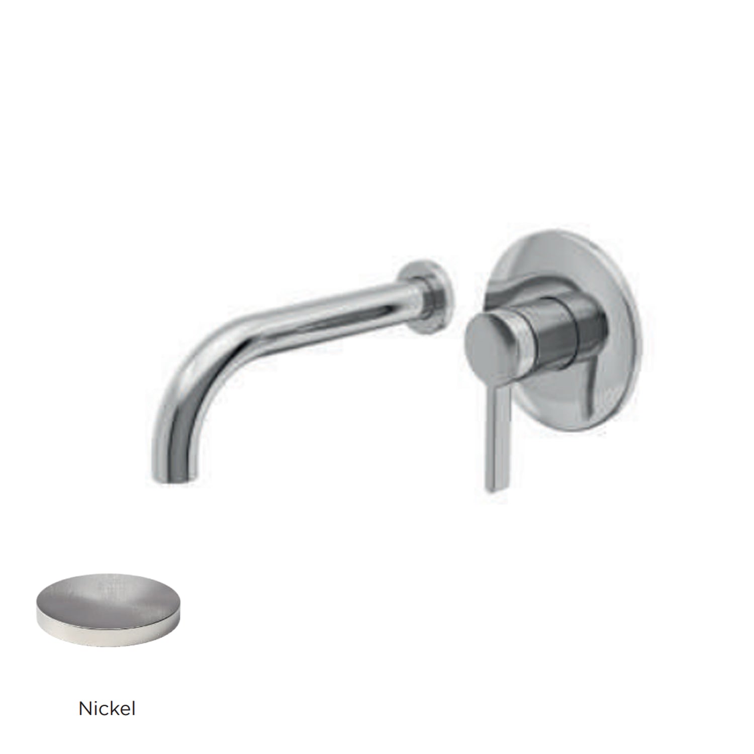 Miscelatore monocomando lavabo murale RubiFlux serie Tundra canna 20 cm - Nickel by CeramicStore | Lo specialista del tuo bagno