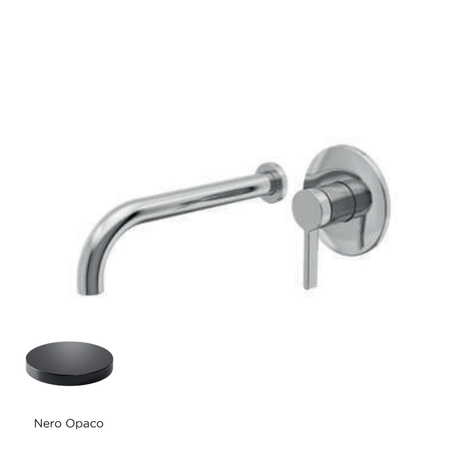Miscelatore monocomando lavabo murale RubiFlux serie Tundra canna 25 cm - Nero Opaco by CeramicStore | Lo specialista del tuo bagno