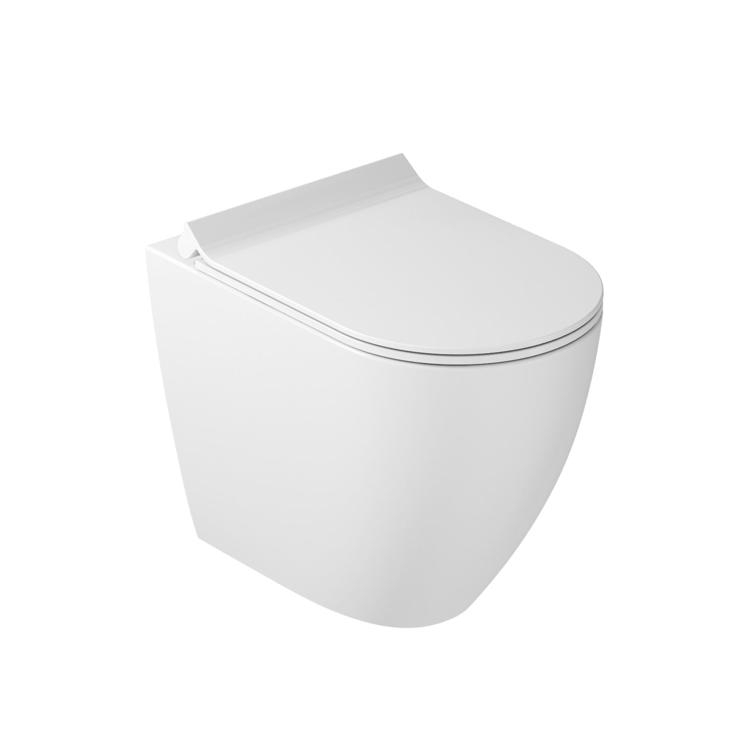 Coppia di sanitari filomuro 56x36 cm scarico traslato serie Dream di Ceramica Galassia con sedile soft close