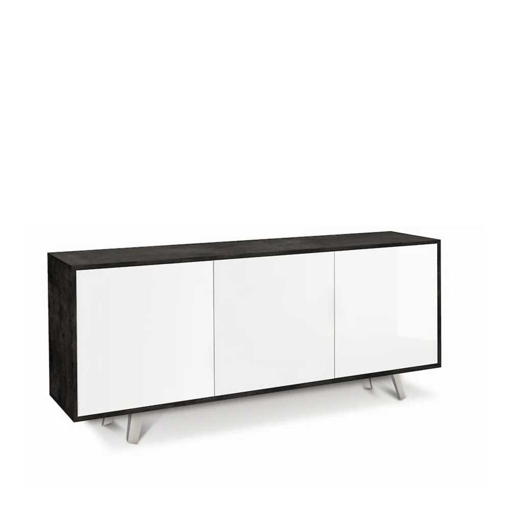 Mobile Madia a 3 Ante Push-Pull finitura Struttura Ossido Nero / Finitura Frontale Bianco Lucido by Sarmog by CeramicStore | Lo specialista del tuo bagno