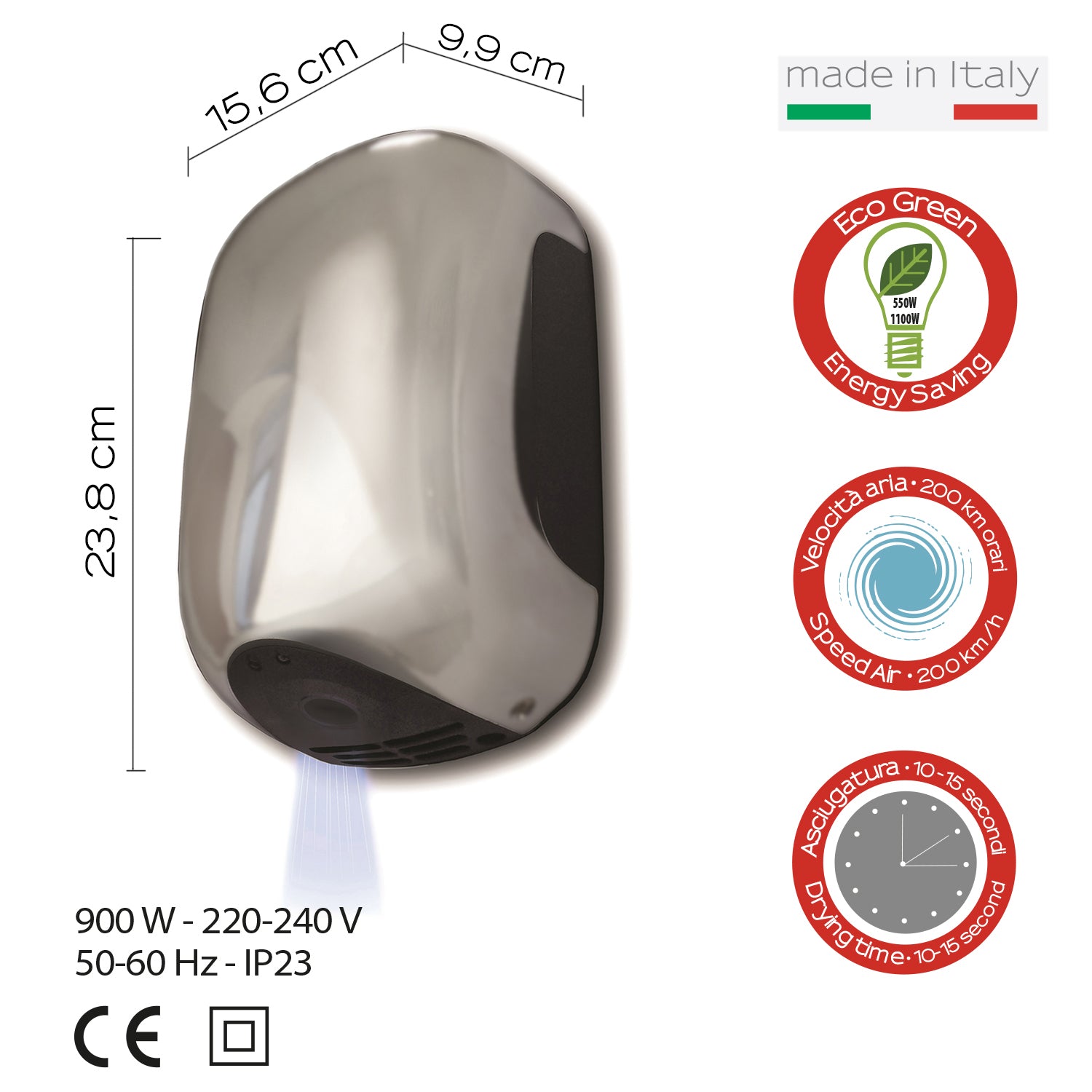 Gedy Asciugamani Elettrico Eco-Jet Alizà - Fotocellula by CeramicStore | Lo specialista del tuo bagno