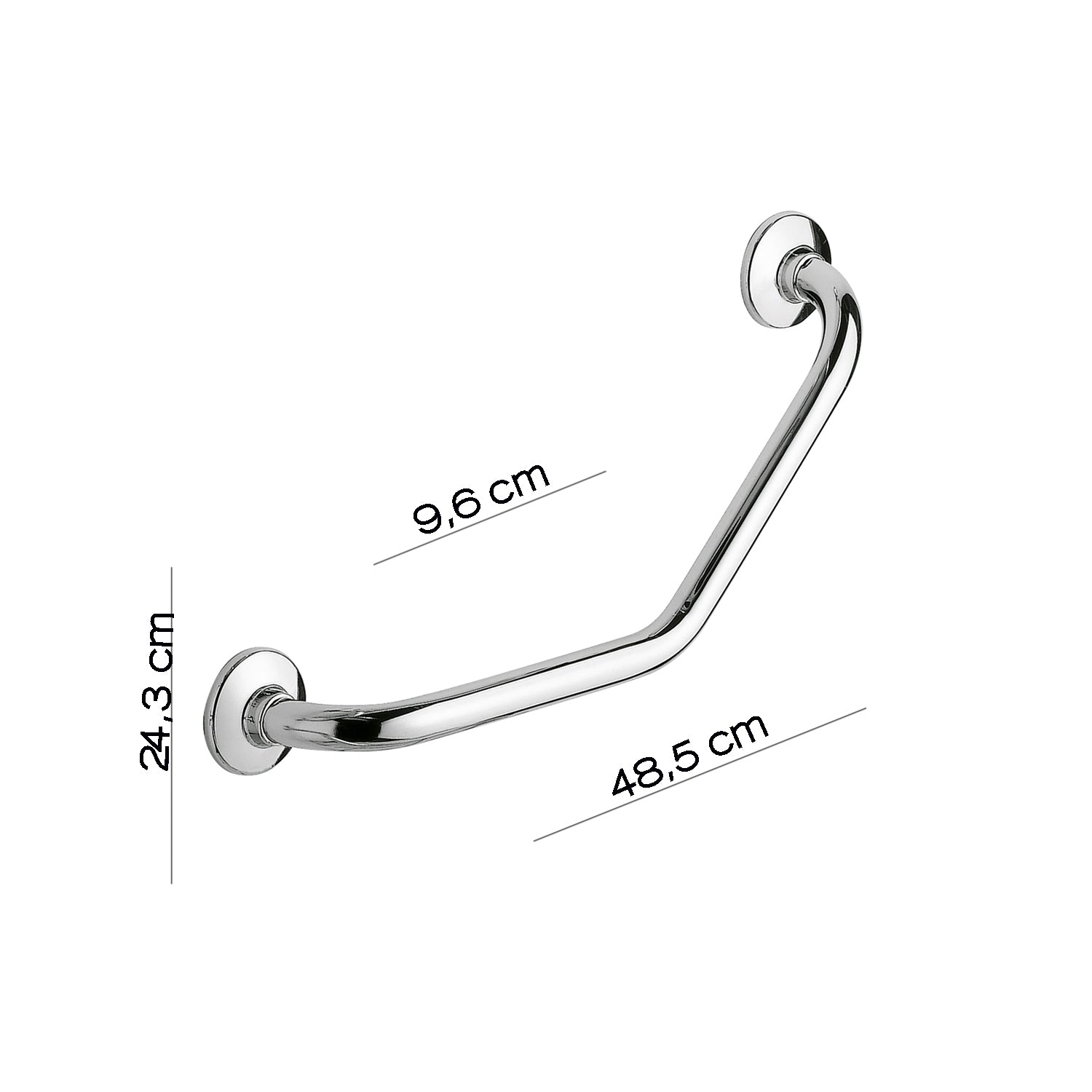 Maniglione inclinazione 135° Gedy modello Ascot per anziani e disabili - Cromato