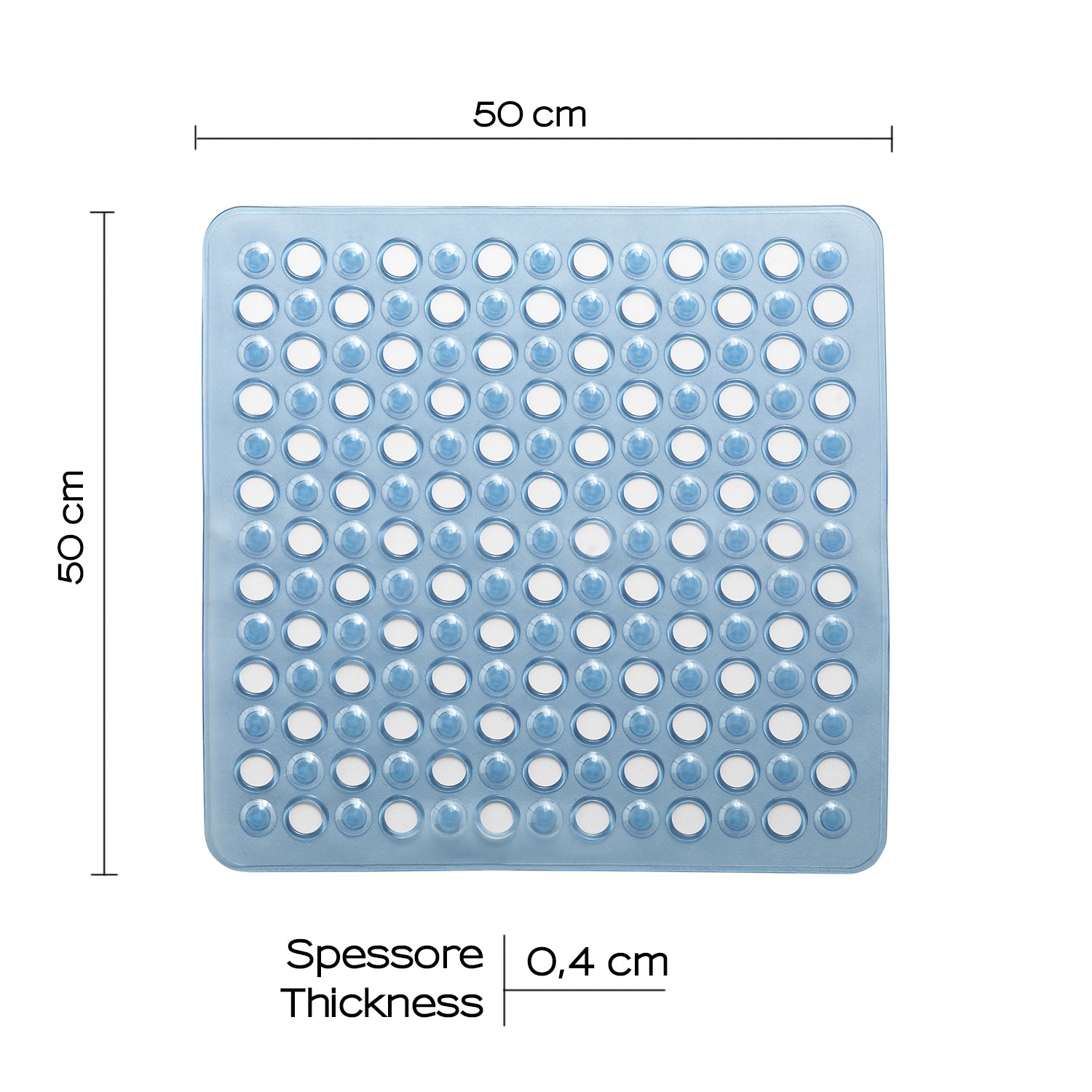 Tappeto antiscivolo doccia 50x50 modello Maim di Gedy - Trasparente azzurro by CeramicStore | Lo specialista del tuo bagno