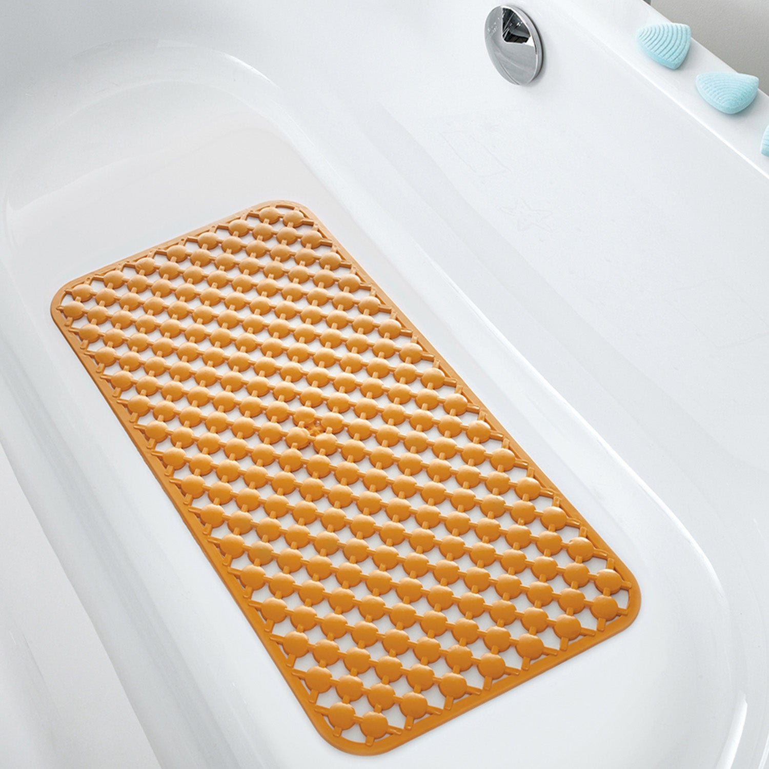 Tappeto antiscivolo vasca 36x71 in gomma modello Geo di Gedy - Arancione by CeramicStore | Lo specialista del tuo bagno
