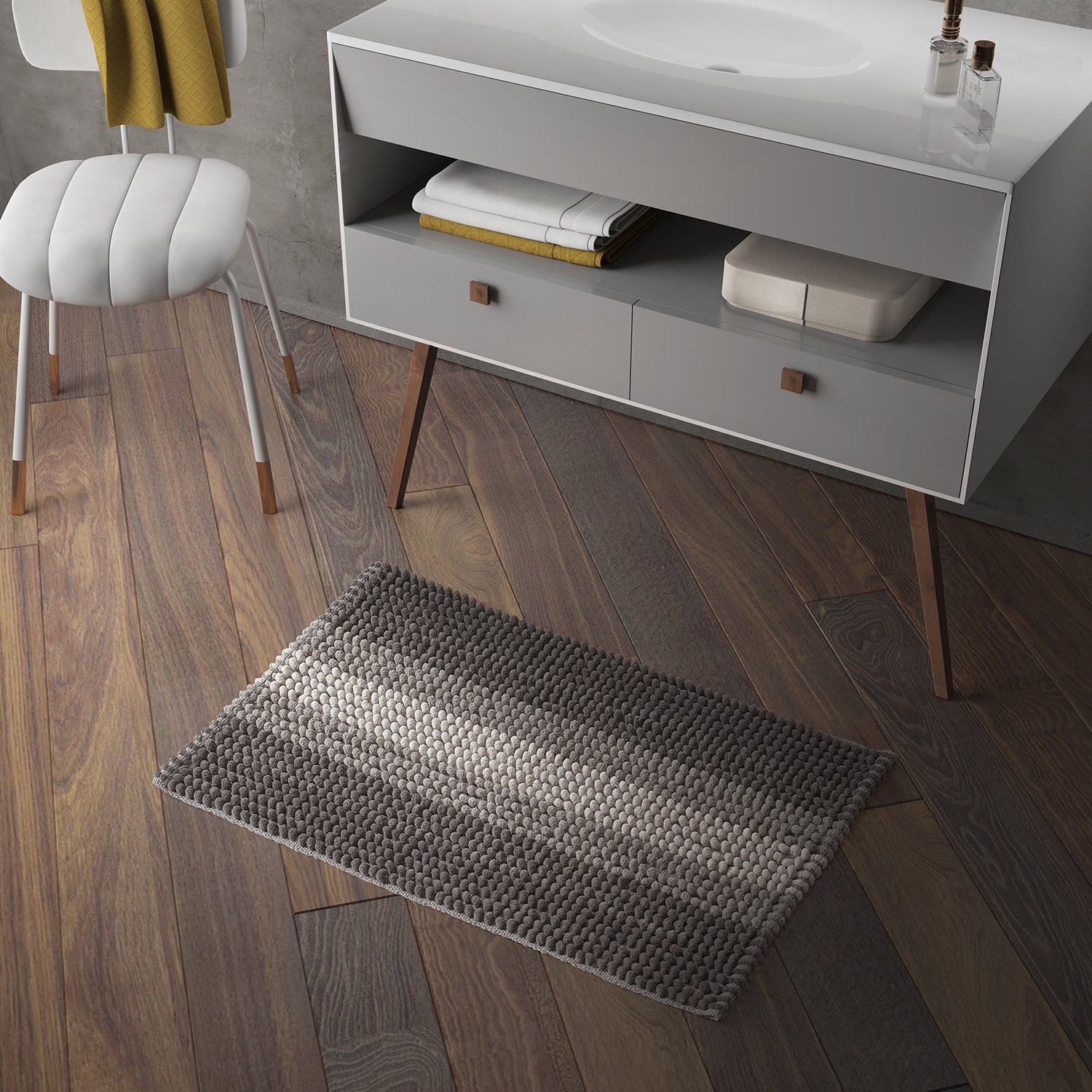 Tappeto 50x80 in cotone e poliestere con fondo antiscivolo Bubble di Gedy - Tortora chiaro by CeramicStore | Lo specialista del tuo bagno