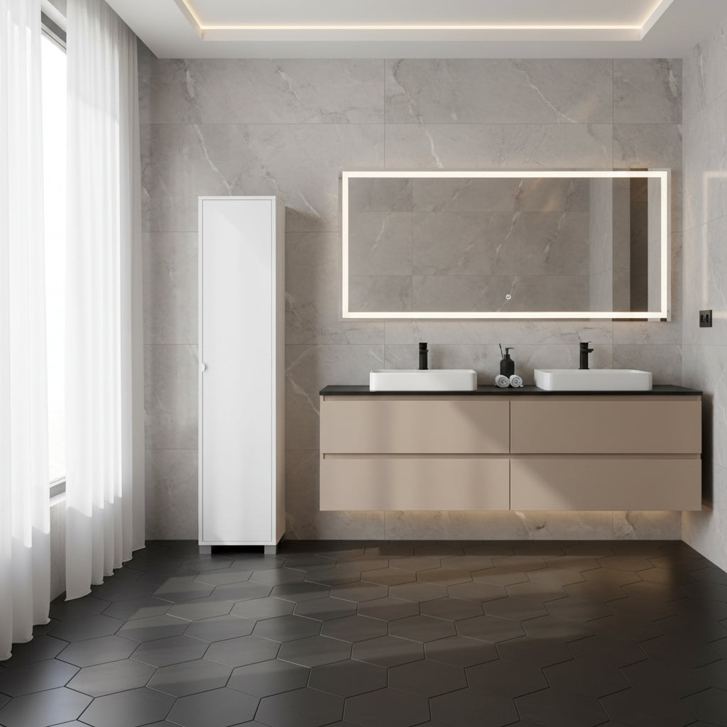 Mobile Colonna da Bagno 1 Anta finitura Struttura Bianco Fiammato / Finitura Frontale Bianco Fiammato by Sarmog by CeramicStore | Lo specialista del tuo bagno
