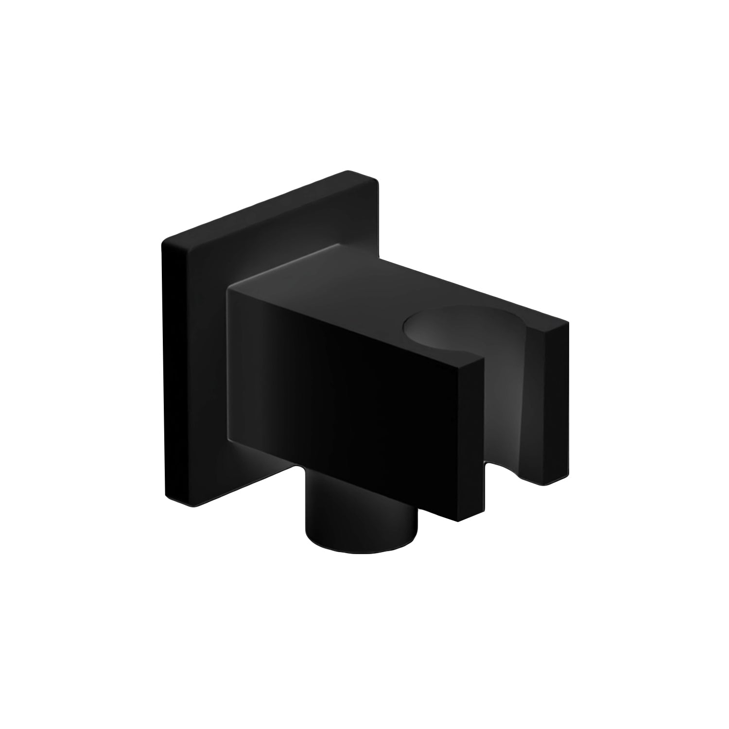 Supporto doccia a muro quadro con presa acqua in ottone nero opaco by CeramicStore | Lo specialista del tuo bagno