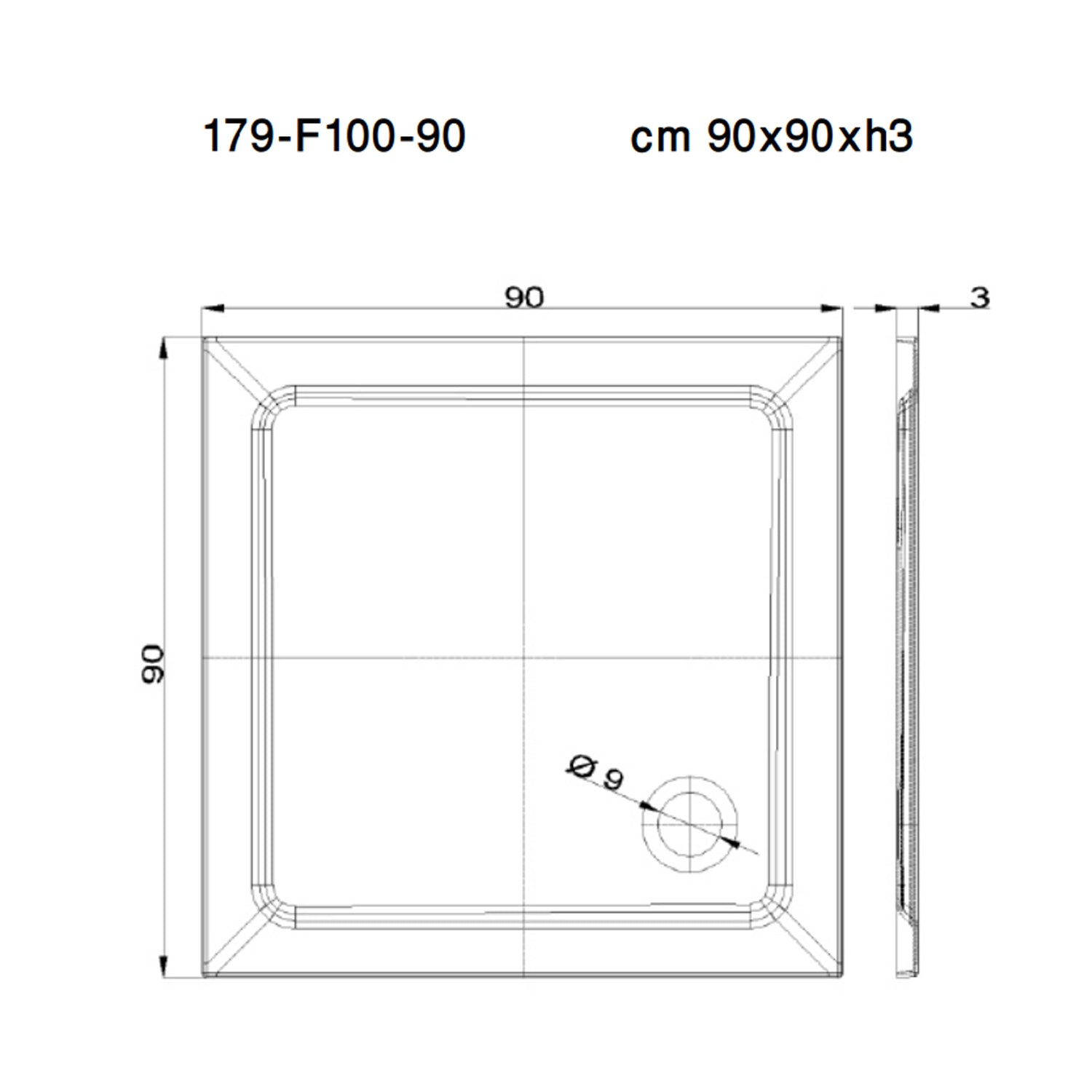 Piatto doccia quadrato cm 90x90 in tecnopolimero strutturale Mr Plate by CeramicStore | Lo specialista del tuo bagno
