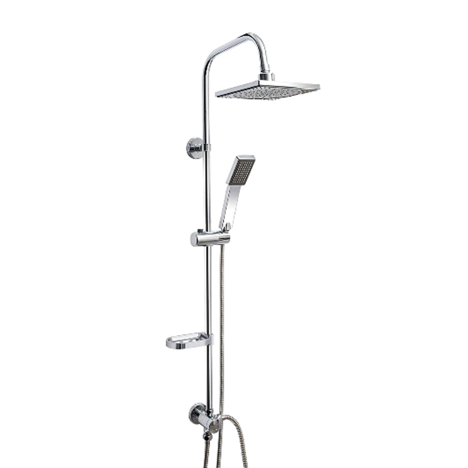 Colonna doccia quadrata con soffione 17,5x17,5 cm con doccetta modello Tempio cromato by CeramicStore | Lo specialista del tuo bagno