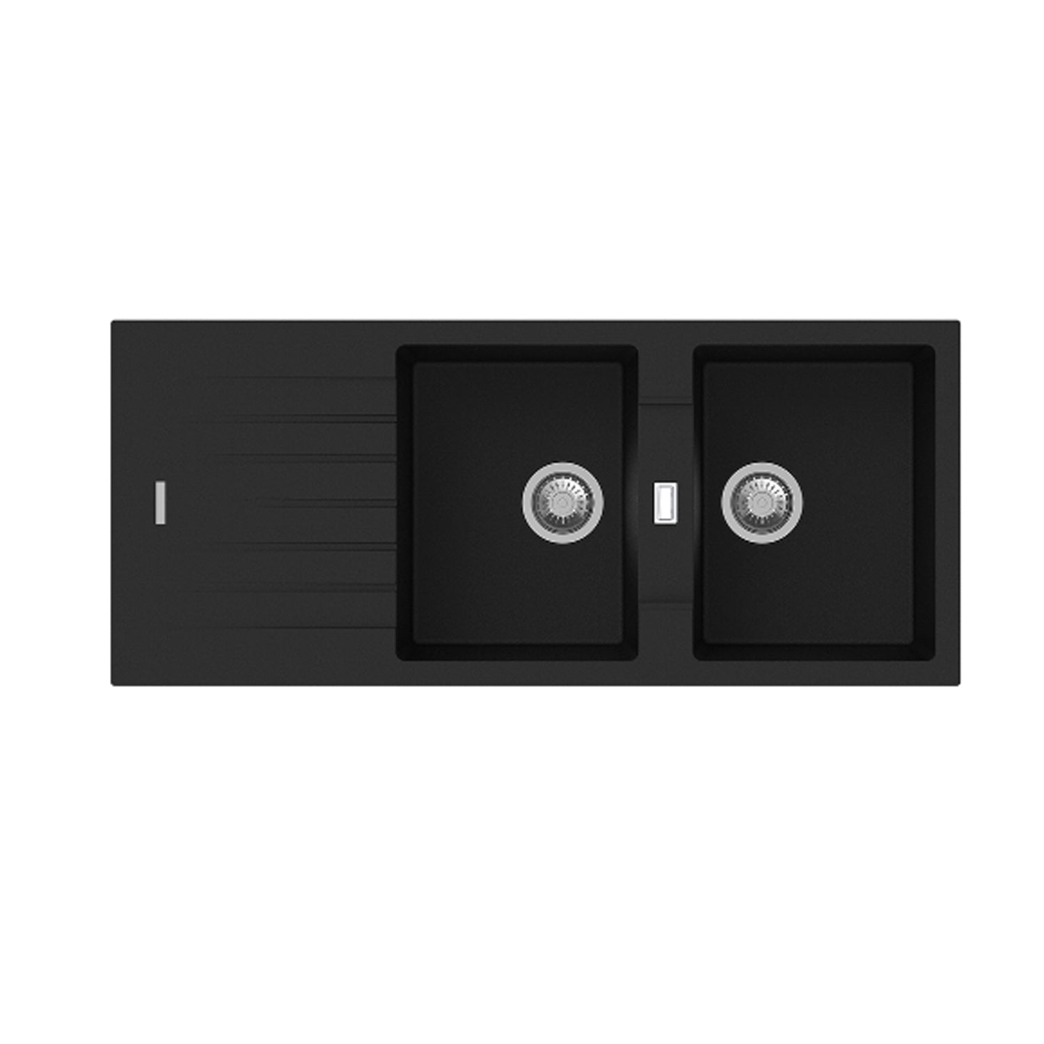 Lavello da cucina in resina con 2 vasche 116x50xH. 20 cm - Nero by CeramicStore | Lo specialista del tuo bagno