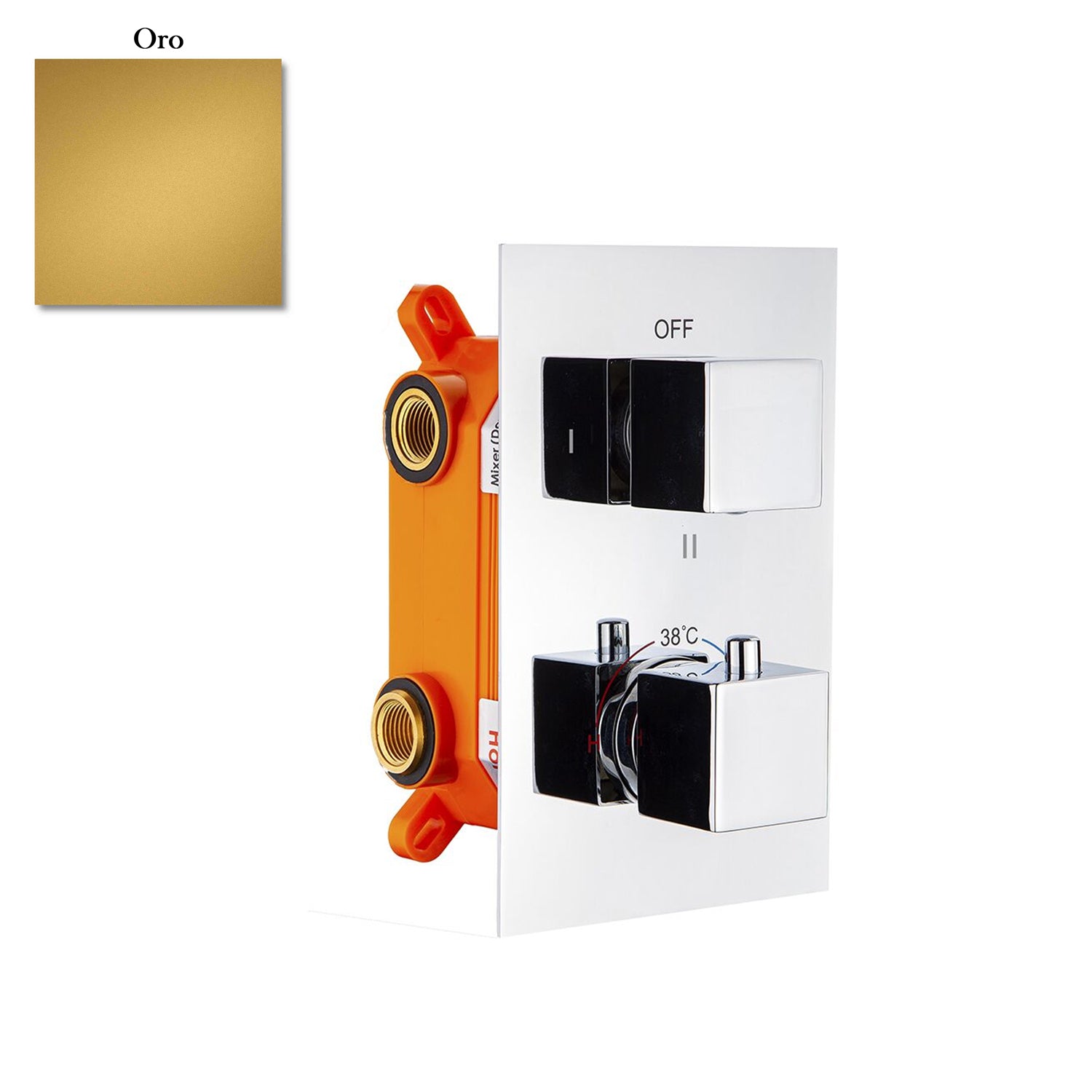 Termostatico doccia incasso squadrato 2 vie con easy box oro by CeramicStore | Lo specialista del tuo bagno